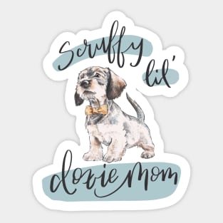 Scruffy Lil Doxie Mom Orange Bowtie Sticker